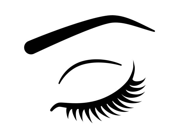 Eye with long eyelashes vector icon design on white background